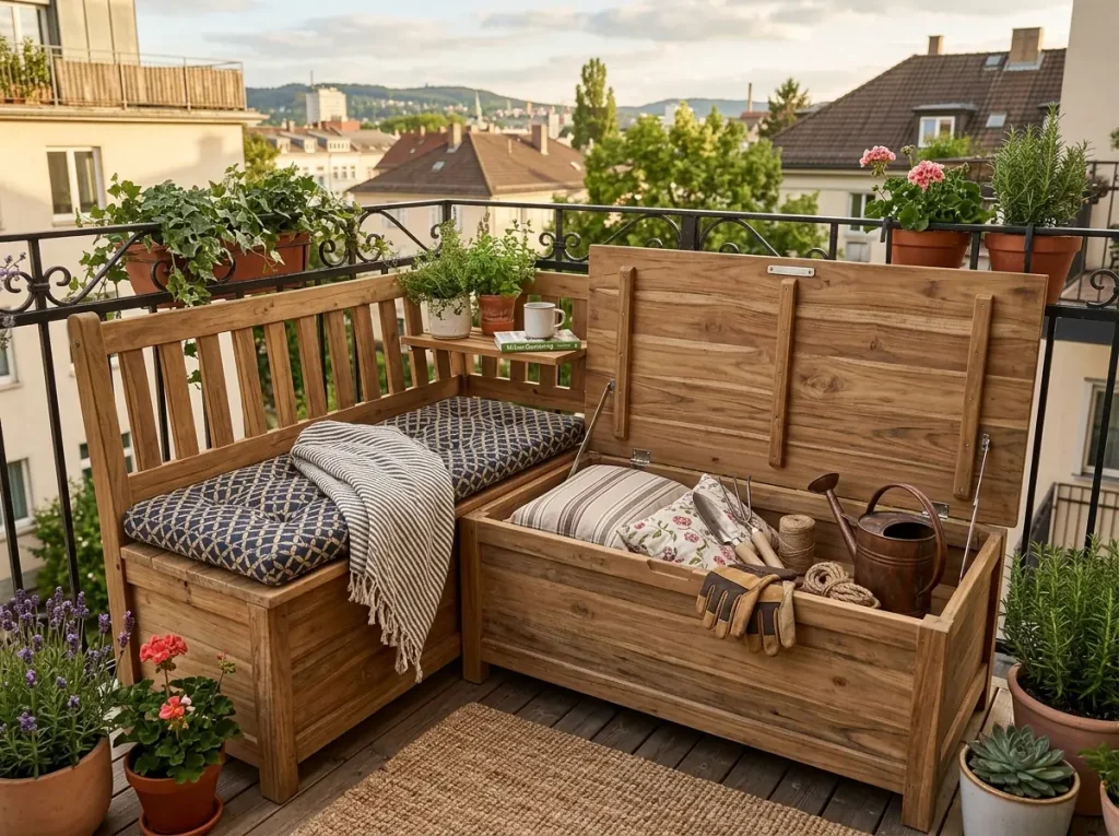 Depolama alanlı modern balkon pufu.