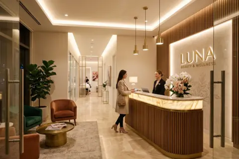 Lüks Güzellik Salonu Girişi ve Karşılama Lobisi