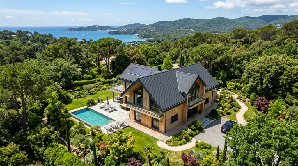 Kompozit Çatı ve Ahşap Duvarlı Villa Görseli