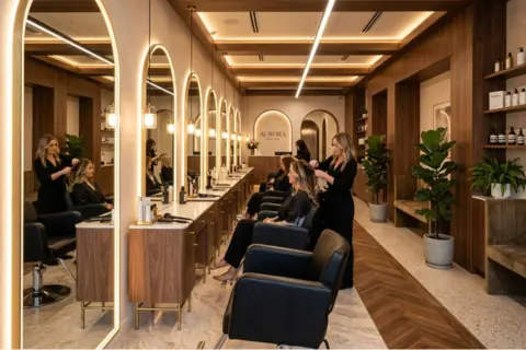 Güzellik Salonunda Kemerli Boy Aynaları